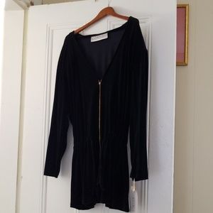 Velvet zip front top